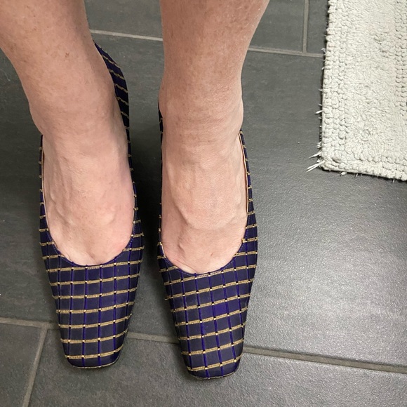 Costa Blanca Purple & Gold Block Heels W/Heart Cutout Women Size 6 1/2M, - Picture 14 of 16